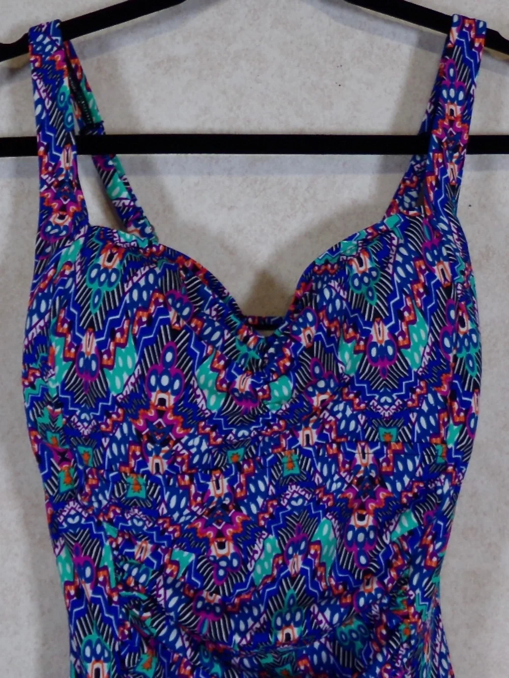 NWT*Swim Solutions 1PC Navy Multi Swim, Bust,Tummy,Waist Support Size 12 - Picture 2 of 9